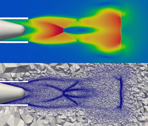 VMS-based error estimation and mesh adaptation for precursor shocks due to firing of a projectile from a cannon