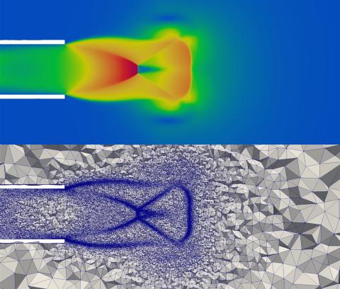 Parallel error estimation and mesh adaptation for an evolving geometry problem with a projectile moving through the barrel of a cannon